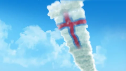 Faroe Island Flag 3D Render Animation Created with Colored Smoke Trails by A Stock Footage 332306669