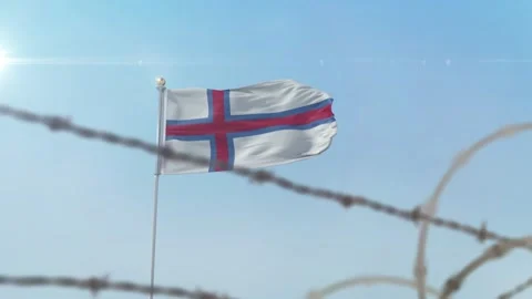 Faroe Island  flag behind border Stock-Footage 137418112
