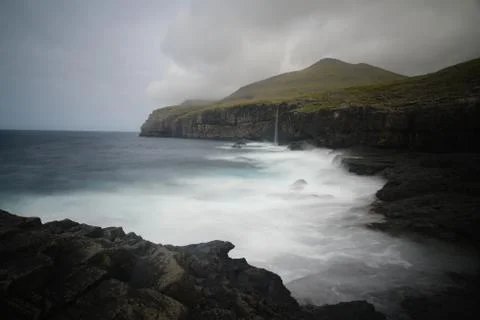 Faroe Island rocky shore line Stock Photos