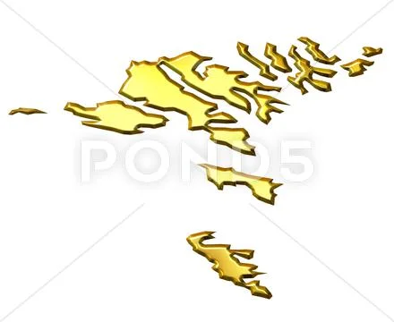 Faroe Islands 3d Golden Map Stock Illustration