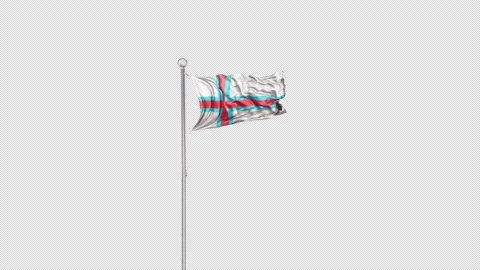 Faroe Islands   Flag Pole  Animation Include Alpha 3D Rendering Video stock 283098662