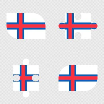 Faroe Islands Flag Rounded Shapes and Puzzle Set. Stock Illustration