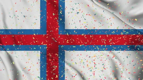 The Faroe Islands flag seamless animation with paper confetti Stock-Footage 223347094