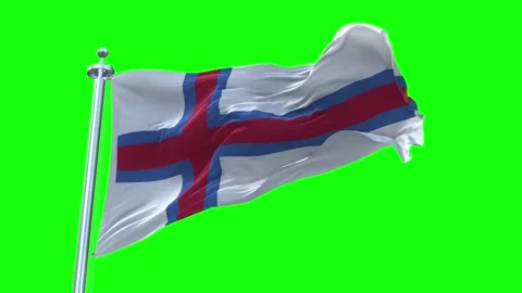Faroe Islands Flag Waving in Loopable and Textured green screen background Stock Footage 296876654