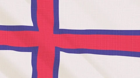 Faroe Islands flag waving in the wind. Background with rough textile texture Stock Footage 83855680