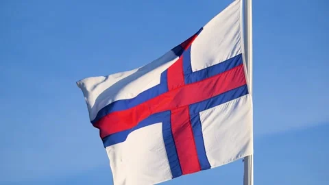 Faroe Islands flag waving in the wind Video stock 314903331