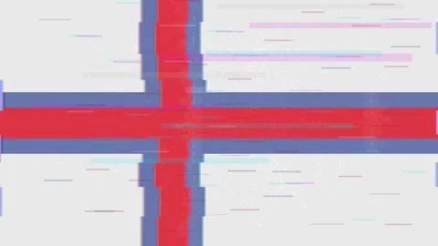 Faroe Islands Glitch Flag Vector - RGB Split Digital Video Frame Design Illustrazione stock