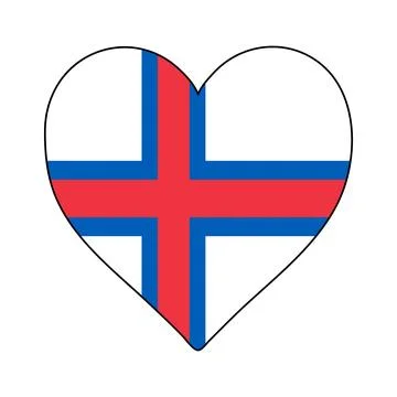 Faroe Islands Heart Shape Flag. Love Faroe Islands. Visit Faroe Islands.  Stock Illustration