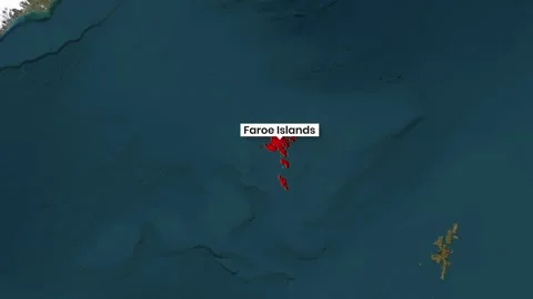 Faroe Islands highlighted on map in animated oceanic motion footage Stock Footage 341957279