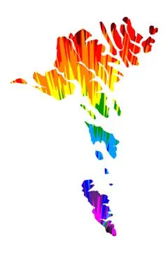 Faroe Islands - map is designed rainbow abstract colorful pattern, Faroe Isla Illustrazione stock