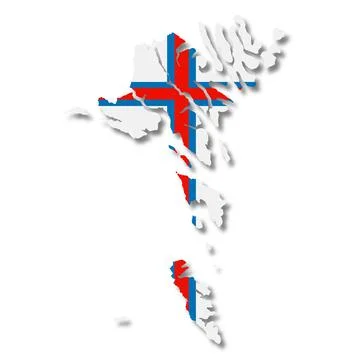 Faroe Islands map on white background with clipping path Stock Illustration