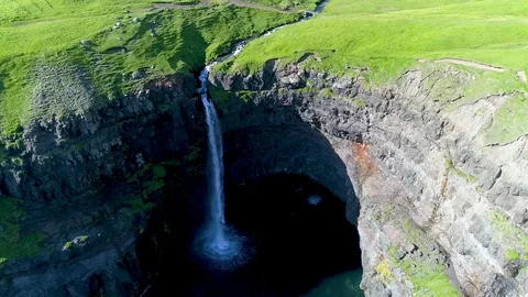 Faroe islands . Waterfall 3 Stock Footage 125680289