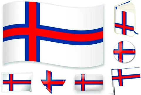 Faroe national flag vector illustration in different shapes. Stock Illustration