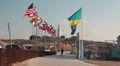 Faros Beach place with all countries flags on poles, Paphos, Cyprus HD Footage