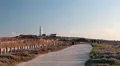 Faros Beach place, Paphos, Cyprus. Pathway for people only along sea HD Footage
