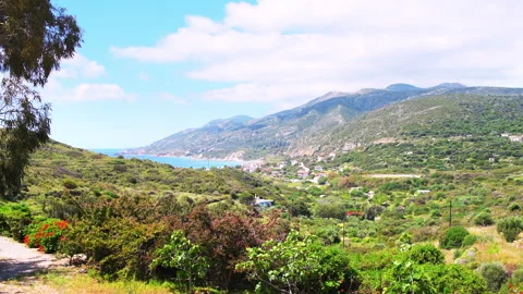 Faros Ikaria island, Greece small village cityscape, houses homes Stock Footage 252159347