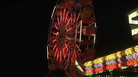 Farris wheel Midway lights Stock Footage 866396
