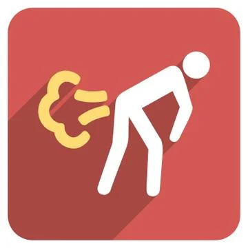 Fart Flat Rounded Square Icon with Long Shadow Stock Illustration