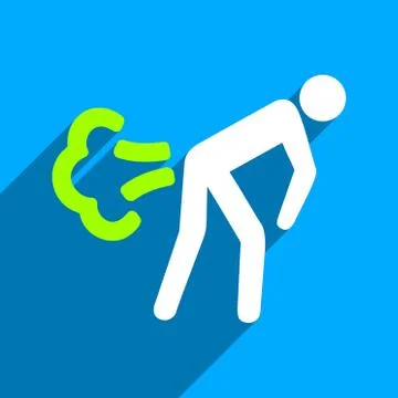 Fart Flat Square Icon with Long Shadow 스톡 일러스트