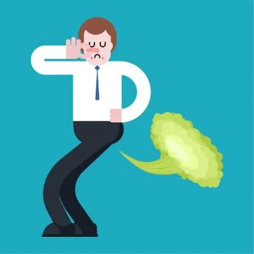 Fart guy. Bad smell. Cloud Stench. Vector illustration Stock Illustration