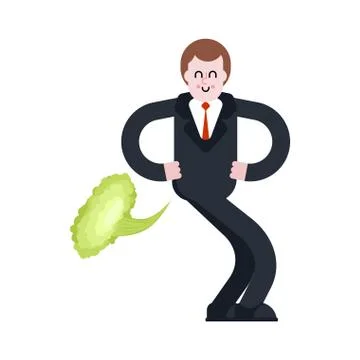 Fart guy. Bad smell. Cloud Stench. Vector illustration Stock Illustration