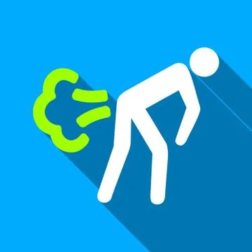 Fart Person Flat Long Shadow Square Icon イラスト素材