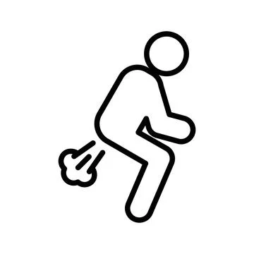 Farting icon linear logo mark in black and white Stock Illustration
