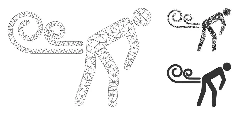 Farting Wind Vector Mesh 2D Model and Triangle Mosaic Icon Stockillustratie