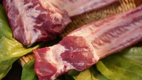 Fascia lean pork ribs ingredients (3) Stock Footage 202258553