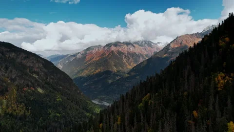 Fascinating Aerial View On High Mountains, Autumn Season In Highlands, Cinematic Stock Footage 254288429