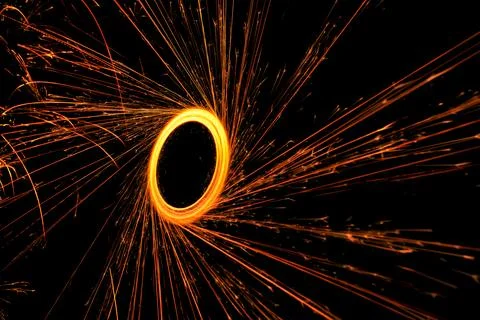 Fascinating bengal firework circle in the dark Stock Photos