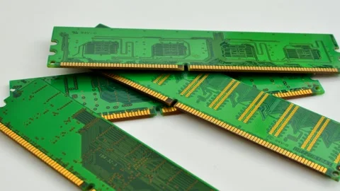 Fascinating detail of computer RAM, with shiny chips ready to accelerate pe.. Stock Footage 261098154