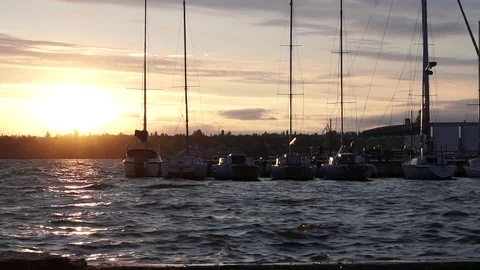 Fascinating low angle view on small river water waves splashing in orange Stock Footage 92910815