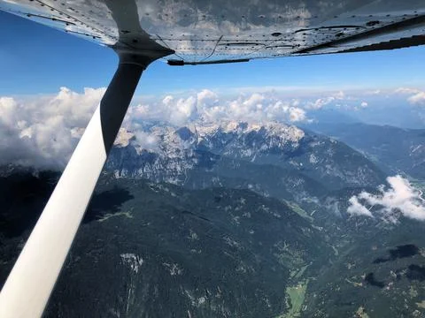 Fascinating mountain panorama during a flight over Austria 28.7.2018 Stock-Fotos