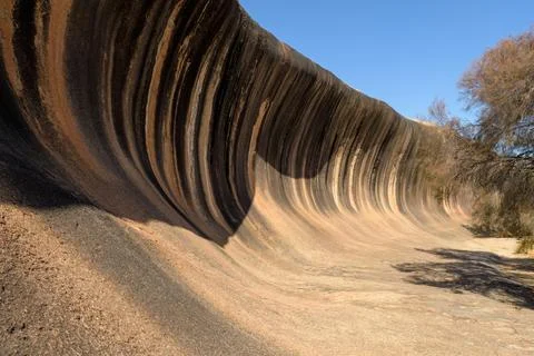 Fascinating Multicolored Wave On The Rock, Hyden, Western Australia Stockfoto's