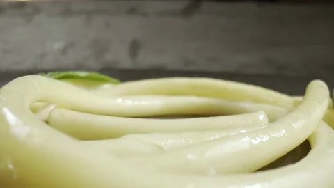 Fascinating probelens super closeup macro dolly shot of noodle plate Stock Footage 153058833