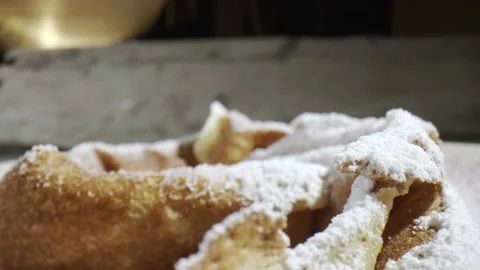 Fascinating probelens super closeup macro dolly shot of pancake with jam Stock Footage 153058848