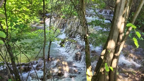 Fascinating sinter terraces of the White Lauter, an impressive natural wonder in Stock Footage 305800255