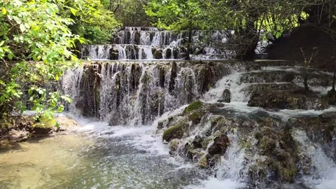 Fascinating sinter terraces of the White Lauter, an impressive natural wonder in Stock Footage 305800316