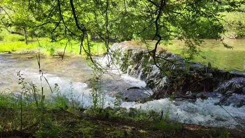 Fascinating sinter terraces of the White Lauter, an impressive natural wonder in Stock Footage 305800370
