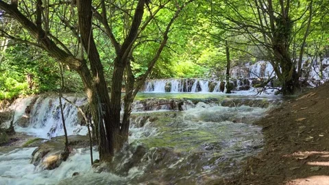 Fascinating sinter terraces of the White Lauter, an impressive natural wonder in Stock Footage 305800402