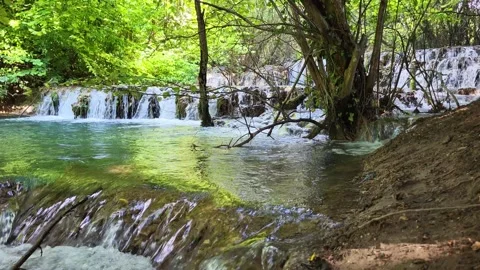 Fascinating sinter terraces of the White Lauter, an impressive natural wonder in Stock Footage 305800458