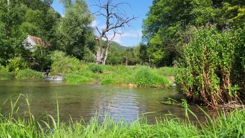Fascinating sinter terraces of the White Lauter, an impressive natural wonder in Stock Footage 305800563