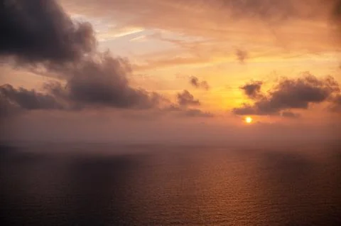 Fascinating summer sunset over calm sea on Cyprus Stock Photos