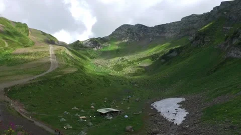Fascinating view of the mountain landscape. Beautiful view of the green hills. A Stock Footage 165462047