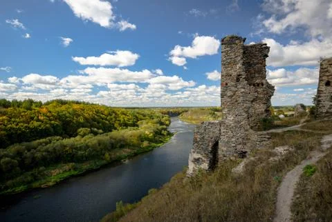 Fascinating view of the river and forest from a bird's eye view. Stock Photos