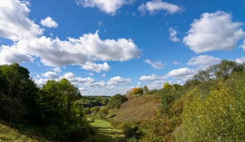 Fascinating view of the river and forest from a bird's eye view. Stock-Fotos