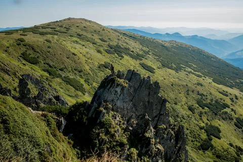 Fascinating view of the top of Mount Spitz of the Carpathian Mountains, Ukrai Stock Photos