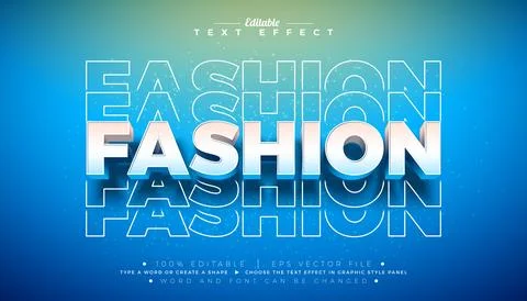 Fashion 3D Text Effect Design. Editable and Scalable Vector Graphic Style Effect Illustrazione stock