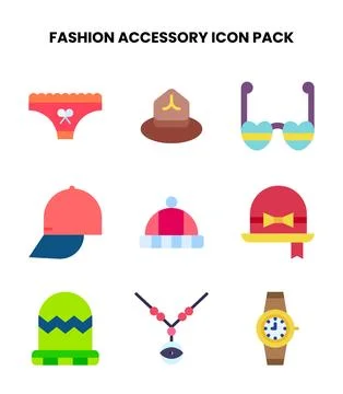 Fashion Accessory Flat Vector Icons Pack Stock Illustration
